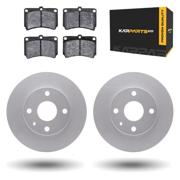 KarParts360 For Ford Escort 1991 92 93 94 95 1996 Brake Rotor Set | Front | Cast Iron Material | Vented Type | Plain Style | 5 Lug | With Brake Pads