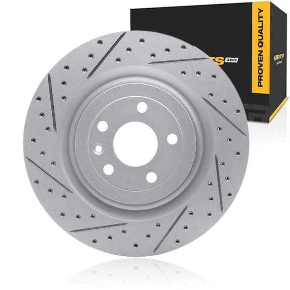KarParts360 For Ford Explorer 2013-2019 Brake Rotor Driver Side | Front | Drilled and Slotted | 68 mm / 2.68 in. Center Hole Diameter