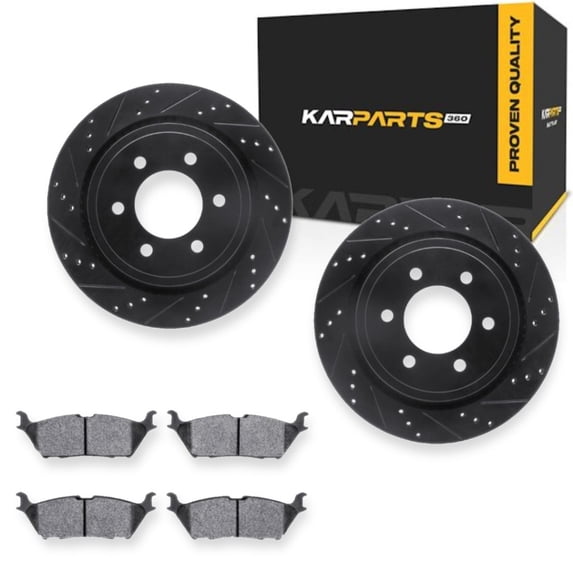 KarParts360 For Ford F-150 2015 2016 2017 Brake Rotor Set | Drilled And Slotted