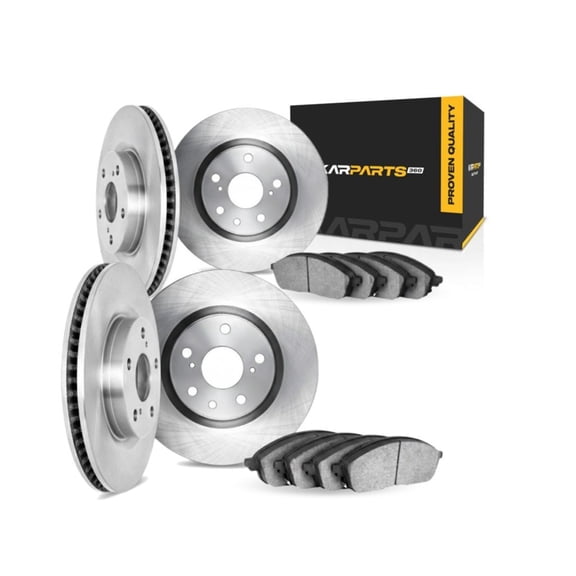 KarParts360 For Ford Mustang 2005 06 07 08 09 2010 Brake Rotor Set Front and Rear | Cast Iron | Excluded Calipers | Plain Rotor Style