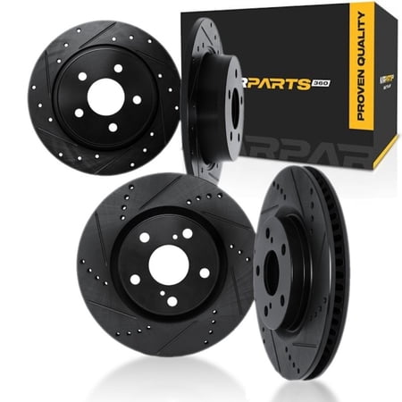 KarParts360 For Honda Accord 2018 19 20 21 2022 Brake Rotor Set | Black | Drilled And Slotted