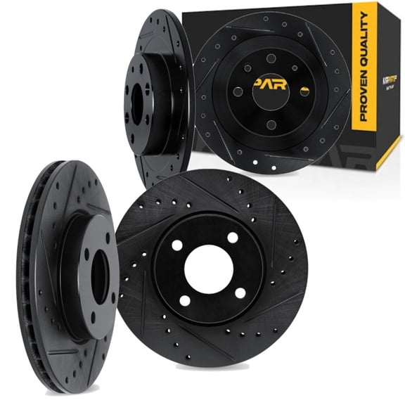 KarParts360 For Honda CRX 1990 1991 Brake Rotor | Black | Drilled and Slotted