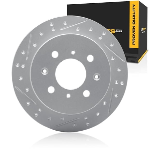 KarParts360 For Honda Civic 1999 2000 Brake Rotor Driver Side | Rear | Drilled and Slotted | 61 mm / 2.40 in. Center Hole Diameter