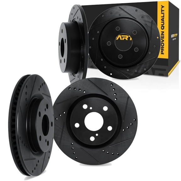 KarParts360 For Honda Odyssey 2011 2012 2013 2014 Brake Rotor | Black | Drilled and Slotted