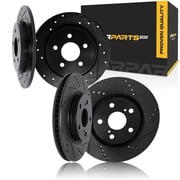 KarParts360 For Hyundai Elantra GT 2018 2019 2020 Rotor Set | Front And Rear | Black | Drilled And Slotted | Vented