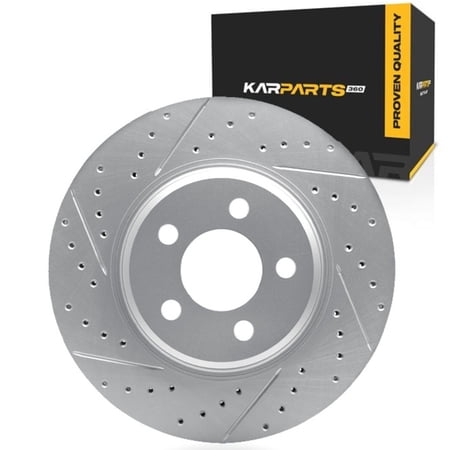 KarParts360 For Hyundai Ioniq 6 2023 2024 2025 Brake Rotor | Drilled And Slotted | 69 Millimeters / 2.72 Inches Center Hole Diameter