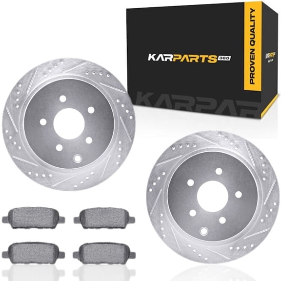 KarParts360 For Infiniti FX45 2003 04 05 06 07 2008 Rotor Set | Rear | Silver | 5000 Advanced | Drilled and Slotted