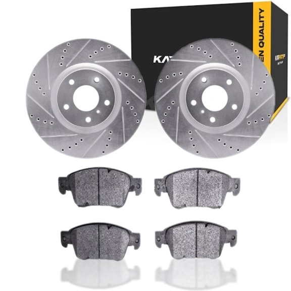 KarParts360 For Infiniti G37 2008 09 10 11 12 2013 Rotor Set | Silver | 5000 Advanced | Drilled and Slotted