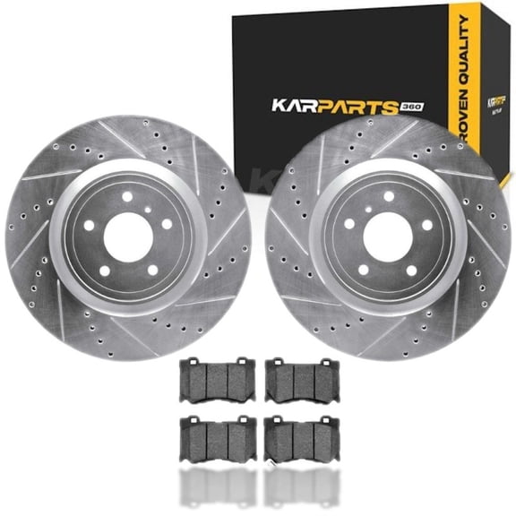 KarParts360 For Infiniti Q60 2014 2015 Rotor Set | Silver | Drilled and Slotted | 5000 Advanced