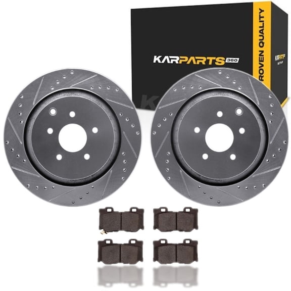 KarParts360 For Infiniti Q60 2017 2018 2019 2020 Rotor Set | Silver | Drilled and Slotted | 5000 Advanced