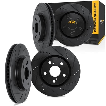 KarParts360 For Infiniti QX60 2014-2020 Brake Rotor Front and Rear | Black | Drilled and Slotted