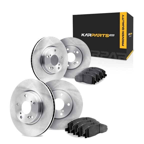 KarParts360 For Jaguar XE 2017 2018 2019 Brake Rotor Set Front And Rear | Cast Iron | Excluded Calipers | Plain Rotor Style | 1-Piece Construction
