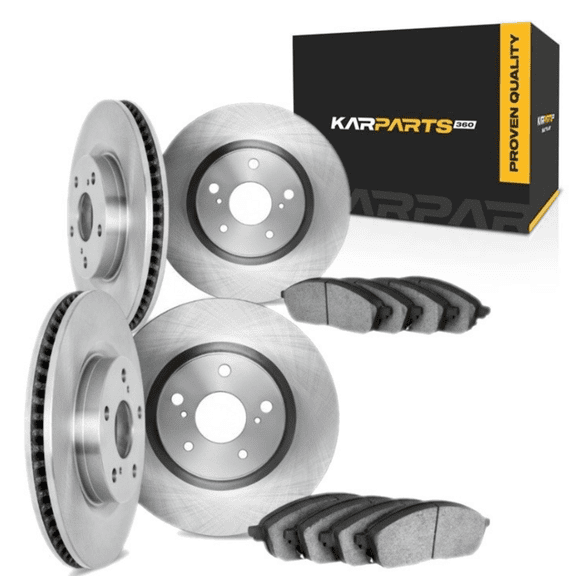 KarParts360 For Jaguar XE 2017 2018 2019 Brake Set Front and Rear | Excluded Calipers | Plain Rotor Style