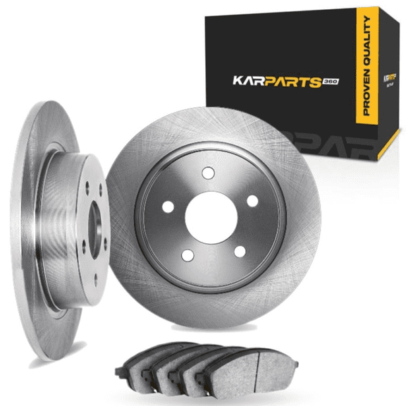KarParts360 For Jaguar XE 2017 2018 2019 Brake Set | Rear | Cast Iron Rotor | Excluded Calipers | Plain Rotor Style