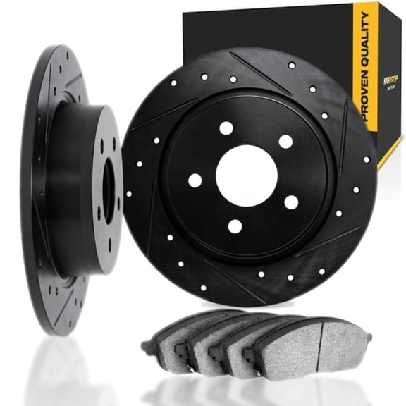 KarParts360 For Jeep Grand Cherokee 1999 00 01 02 03 2004 Brake Rotor Set | Rear | Black | Vented