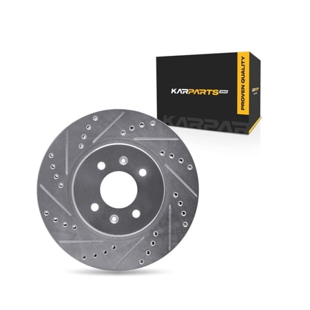 KarParts360 For Kia Rio 2012-2023 Brake Rotor Set Rear, Driver Side | Cast Iron | Silver Finish | Vented | Drilled & Slotted Style