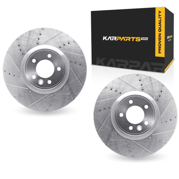 KarParts360 For Land Rover Range Rover 2013 14 15 16 2017 Brake Rotor Set | Silver