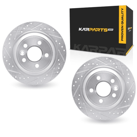 KarParts360 For Land Rover Range Rover Evoque 2012 2013 2014 2015 Brake Rotor Set | Silver