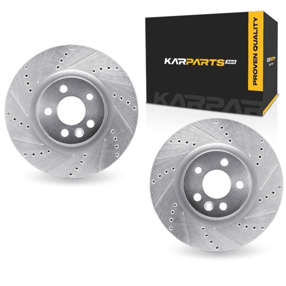 KarParts360 For Land Rover Range Rover Evoque 2016 2017 2018 2019 Brake Rotor Set Front | Silver
