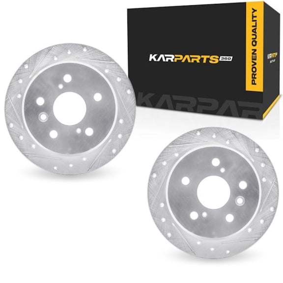 KarParts360 For Lexus ES300 1997 98 99 00 2001 Brake Rotor Set | Silver | Drilled And Slotted