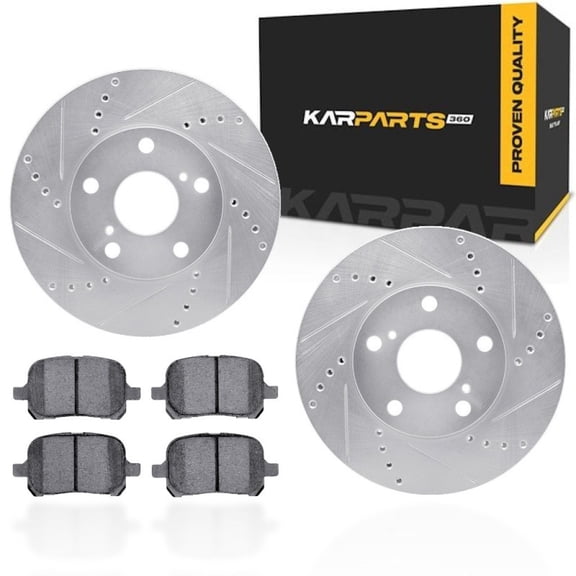 KarParts360 For Lexus ES300 1997 98 99 00 2001 Rotor Set | Silver | Drilled And Slotted | With Brake Pads