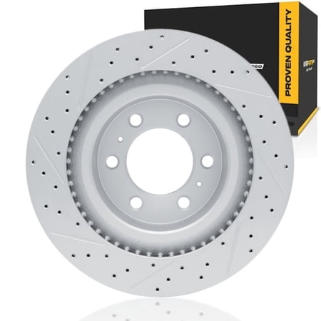 KarParts360 For Lexus GX550 2024 2025 2026 Brake Rotor | Drilled And Slotted | 97 Millimeters / 3.82 Inches Center Hole Diameter