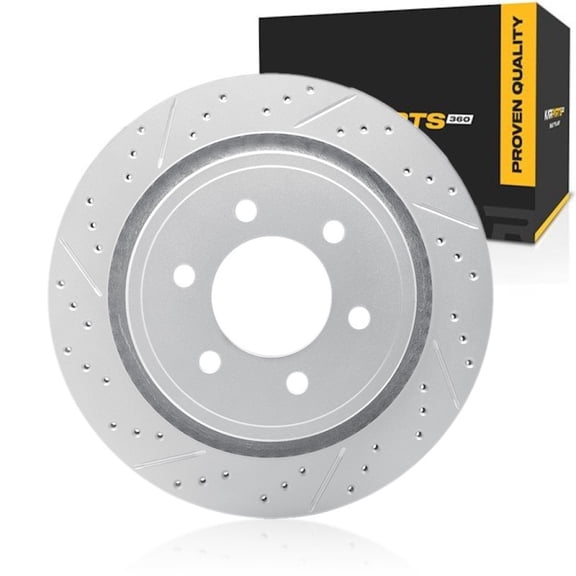 KarParts360 For Lincoln Mark LT 2012 2013 2014 Brake Rotor Driver Side | Rear | Drilled and Slotted | 90.1 mm / 3.55 in. Center Hole Diameter