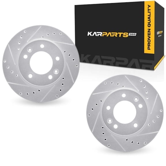KarParts360 For Mazda RX-7 1990 1991 Brake Rotor Set | Silver | Drilled And Slotted