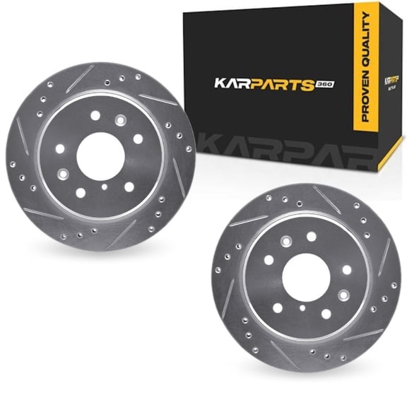 KarParts360 For Mazda RX-7 1990 1991 Brake Rotor Set | Silver | Drilled And Slotted
