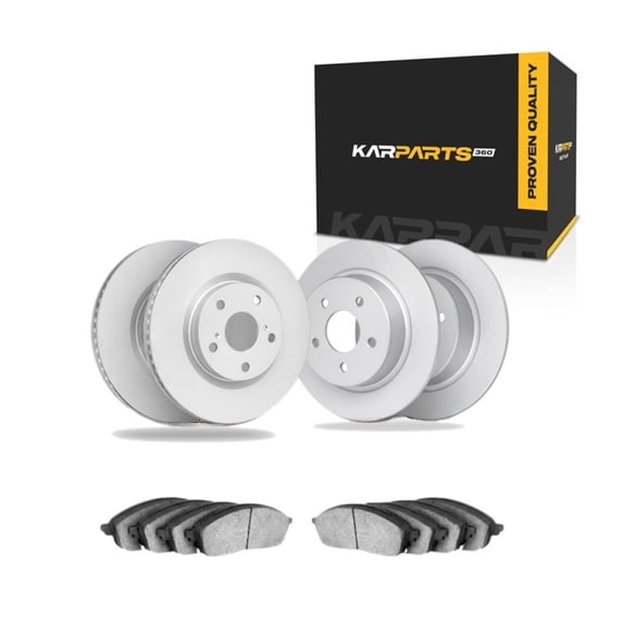 KarParts360 For Mercedes-Benz CLK500 2003 Disc Brake Set | Front and Rear | Plain Rotor Style | With Sensor | With Brake Pads | Excluded Calipers