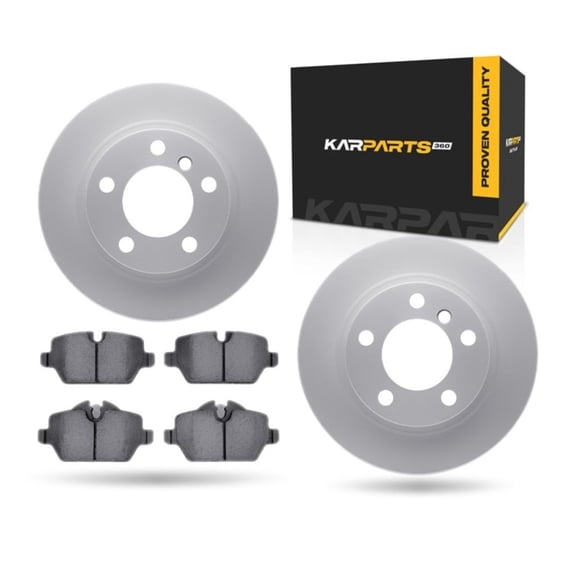 KarParts360 For Mini Cooper Paceman 2013 2014 2015 2016 Brake Set | 5000 Ceramic Series | With EURO Brake Pads | Includes Hardware Contents