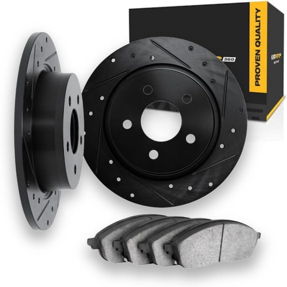 KarParts360 For Mitsubishi Eclipse Cross 2022 2023 2024 Brake Rotor Set | Cast Iron | Black | Vented Rotor | Drilled And Slotted
