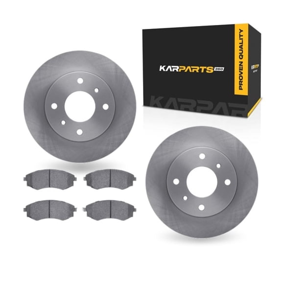 KarParts360 For Nissan 240SX 1997 1998 Brake Rotor Set Front | Cast Iron | Excluded Calipers | Vented | Plain Rotor Style | 1-Piece Construction