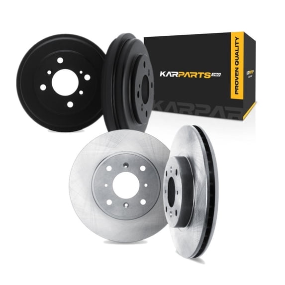 KarParts360 For Nissan Stanza 1990 1991 1992 Brake Rotor Set Front And Rear | Cast Iron | 1-Piece Construction | Rotors Only Design