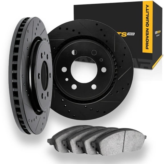KarParts360 For Nissan Xterra 2005-2015 Brake Rotor Set | Cast Iron | Black | Vented Rotor | Drilled And Slotted