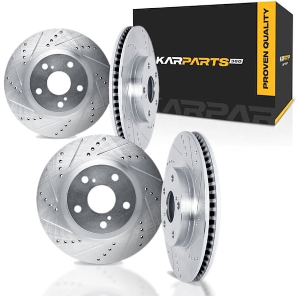 KarParts360 For Pontiac Torrent 2007 2008 2009 Brake Rotors Front and Rear | Silver