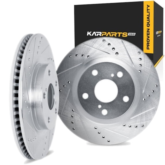 KarParts360 For Porsche 944 1990 1991 Brake Set Front | Cast Iron | Silver | Vented Rotor | Drilled And Slotted
