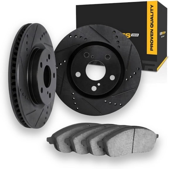 KarParts360 For Subaru Legacy/Outback 2010 11 12 13 2014 Brake Rotor Set | Cast Iron | Black | Vented Rotor | Drilled And Slotted
