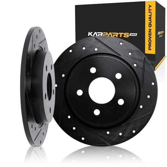 KarParts360 For Subaru Legacy/Outback 2020 21 22 23 24 2025 Rotor Set Front | Cast Iron | Black | Vented Rotor | Drilled And Slotted