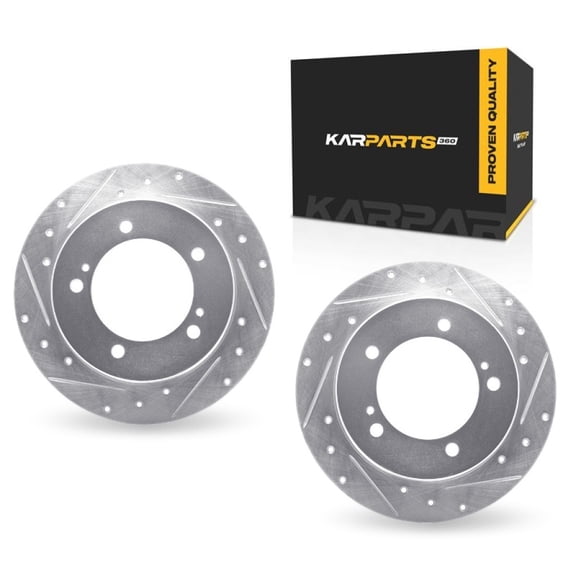 KarParts360 For Suzuki Samurai 1990 91 92 93 94 1995 Brake Rotors Front | Silver | Drilled And Slotted
