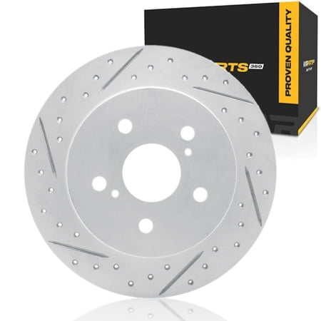 KarParts360 For Toyota RAV4 2019-2026 Brake Rotor Rear, Driver Side | Solid Rotor | Coated | Drilled And Slotted | 5 Lug Holes