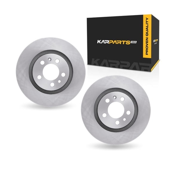 KarParts360 For Volkswagen Golf R 2015 16 17 18 2019 Brake Rotor Set Rear | Cast Iron | Rotors Only Design | 1-Piece Construction