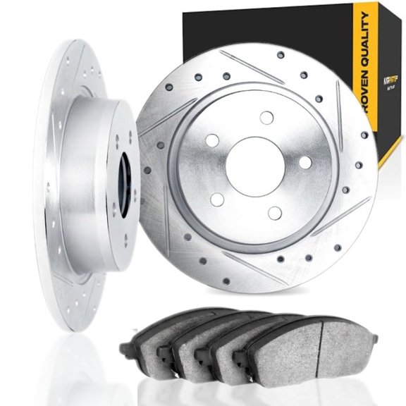 KarParts360 For Volkswagen Jetta 1994 1995 1996 Rotor Set Rear | Cast Iron | Silver | Vented Rotor | Excluded Calipers