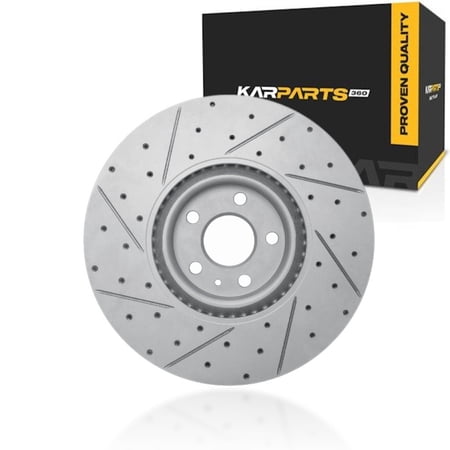 KarParts360 For Volvo XC60 2018-2026 Brake Rotor Front | Drilled and Slotted | 63.6 millimeters / 2.50 inches Center Hole Diameter