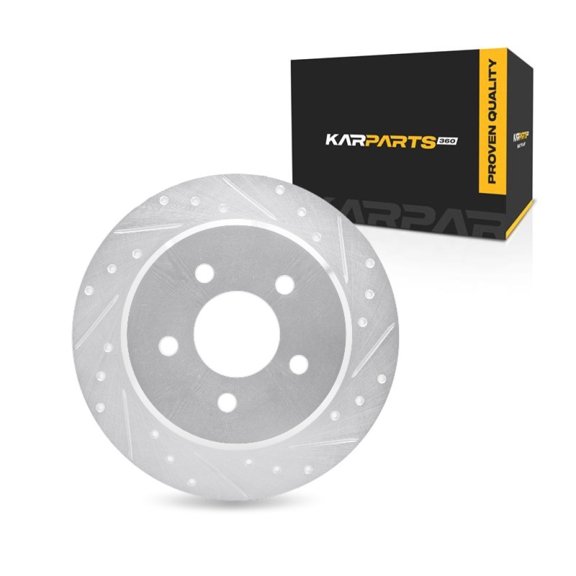KarParts360 For Ford Crown Victoria 1992 1993 1994 1995 Disc Brake Rotor Rear, Passenger Side | Cast Iron | Solid | Silver Finish | 11.25 Millimeters/0.44 Inches Discard Thickness | 5 Stud/Lug Hole