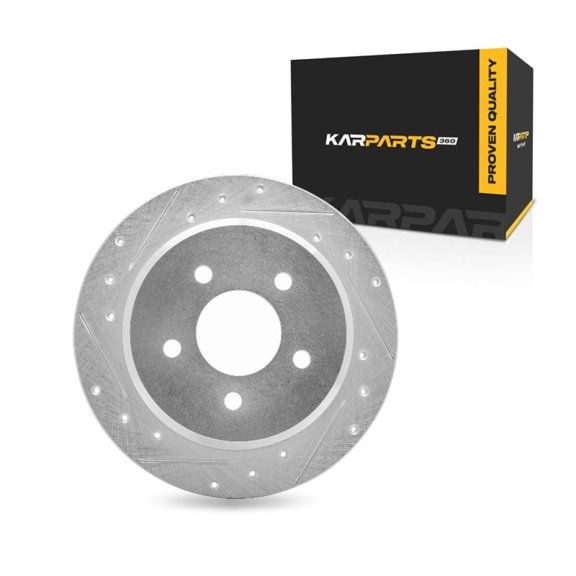 KarParts360 For Ford Crown Victoria 1996-2002 Disc Brake Rotor Rear, Driver Side | Cast Iron | Solid | Silver Finish | 13 Millimeters/0.51 Inches Discard Thickness | 5 Stud/Lug Hole
