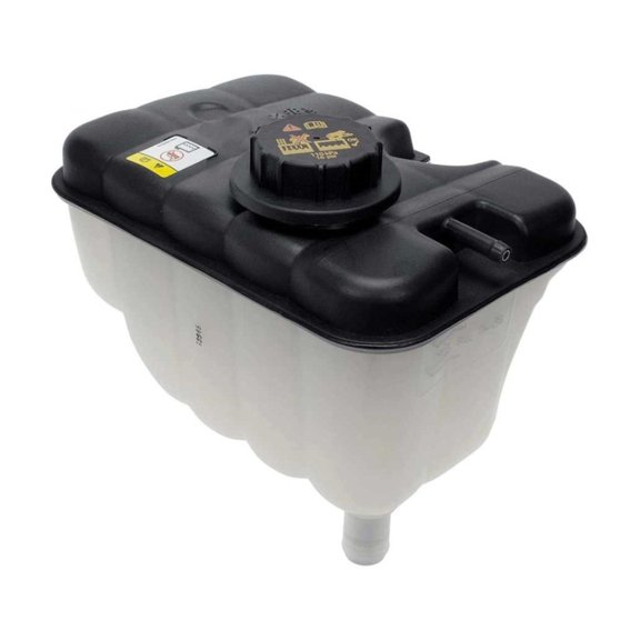 KarParts360 For Ford Crown Victoria 1998-2011 Pressurized Coolant Reservoir | Plastic Material | Black, White | Spring Loaded Twist Cap | 16 PSI Cap Maximum Pressure Rating | 1 Mounting Hole Quantity