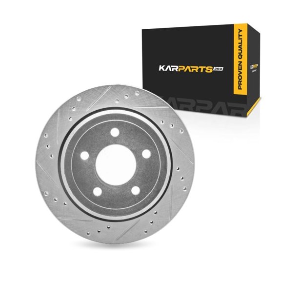 KarParts360 For Ford Crown Victoria 2003-2011 Disc Brake Rotor Rear, Driver Side | Cast Iron | Vented | Silver Finish | 18 Millimeters/0.71 Inches Discard Thickness | 5 Stud/Lug Hole
