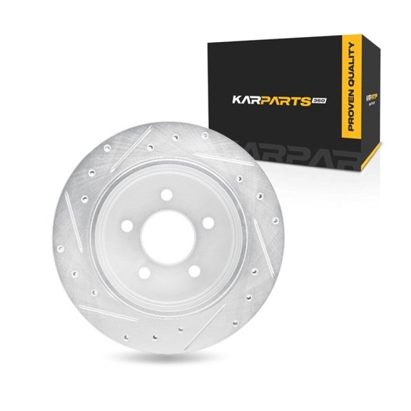 KarParts360 For Ford Crown Victoria 2003-2011 Disc Brake Rotor Rear, Passenger Side | Cast Iron | Vented | Silver Finish | 18 Millimeters/0.71 Inches Discard Thickness | 5 Stud/Lug Hole