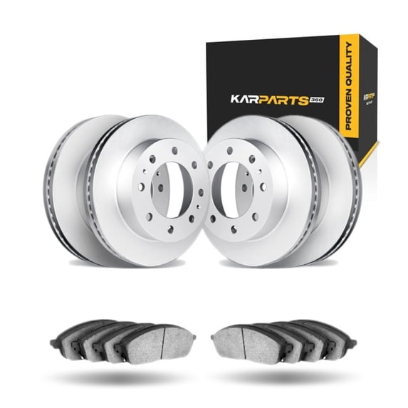 KarParts360 For Ford E-450 Super Duty 2015 16 17 18 2019 Brake Rotor Set Front and Rear | Cast Iron Material | Excluded Calipers | Vented Rotor | Commercial/Fleet Duty Driving Style | Plain Style